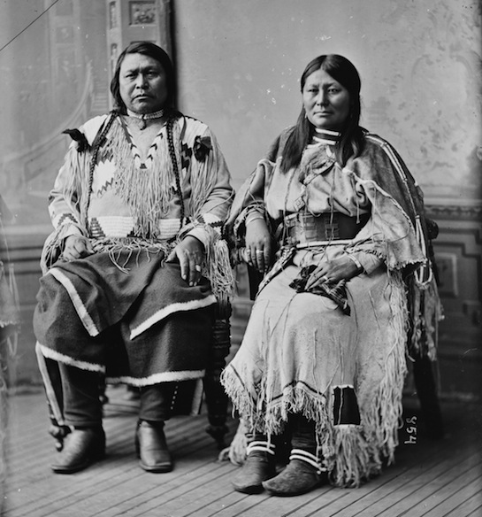 Chief Ouray and his wife, Chipeta, are seen in this photo, prior to removal from Colorado. Photo from U.S. Library of Congress