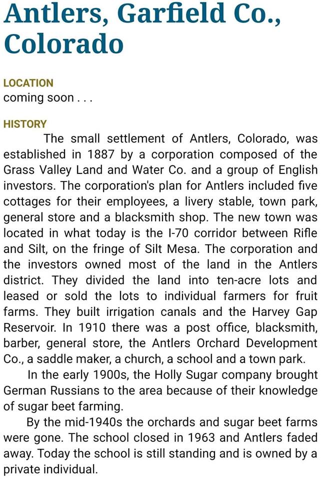 Antlers Colorado History