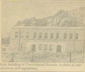 Main building, Consolidated Schools, Cotopaxi, Fremont County, CO 1954